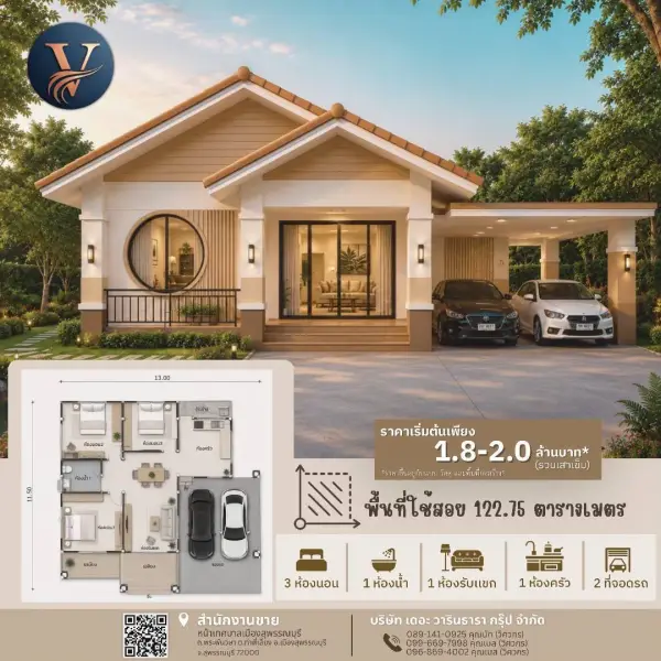 แบบบ้าน 31 พร้อมแปลนและราคา โดย วารินธารา กรุ๊ป